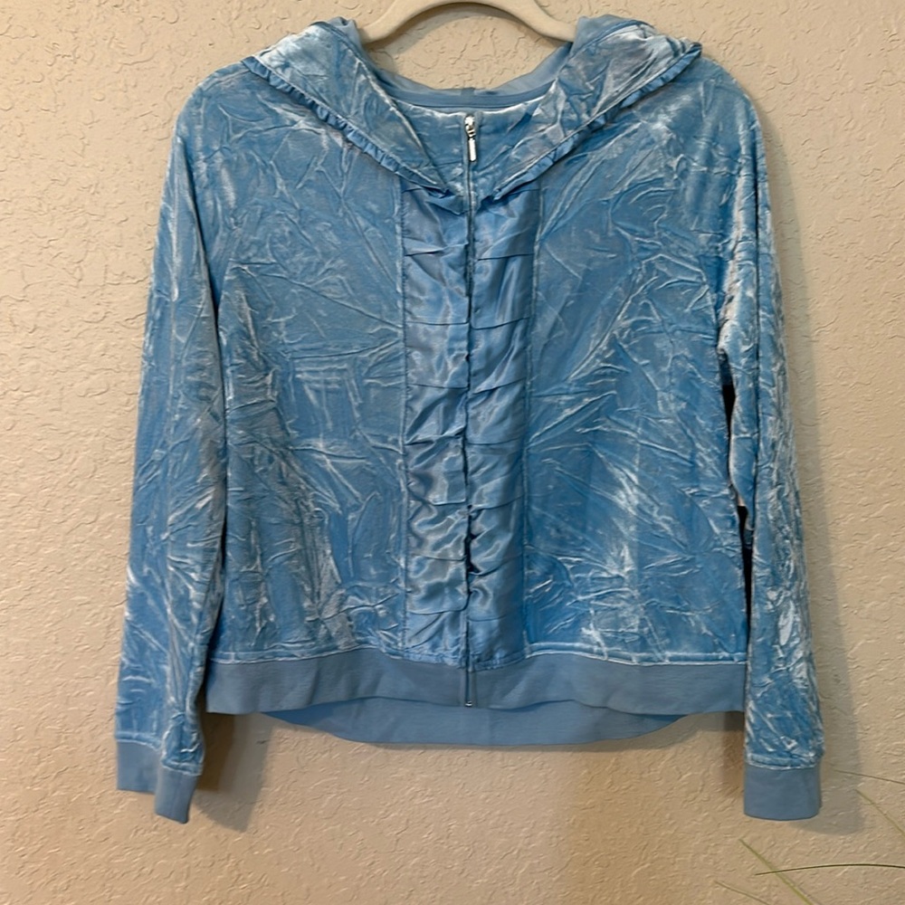 NWT vintage SLEEP SENSE BLUE VELVET LOOK JACKET HOODIE s